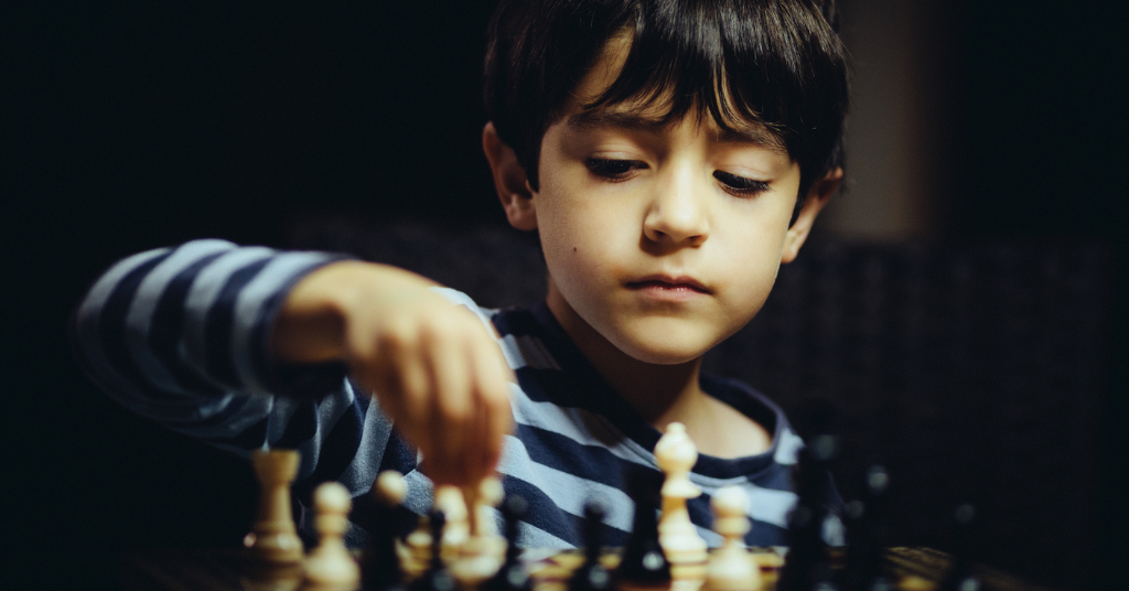 Kids Early Development. Pupil Kid Thinking about His Next Move in a Game of  Chess. Stock Image - Image of child, chess: 172839087