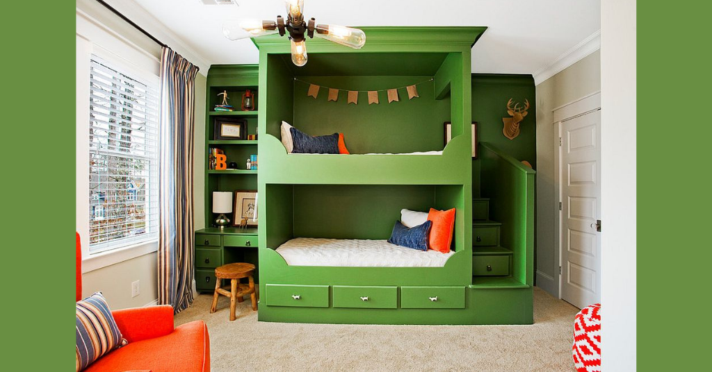 Green color bedroom