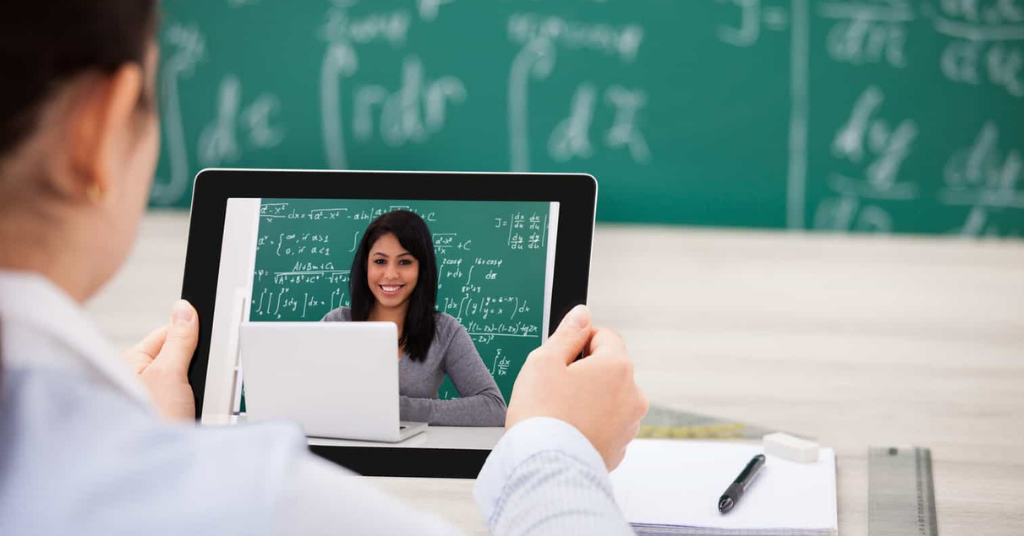 teacher video calling her student