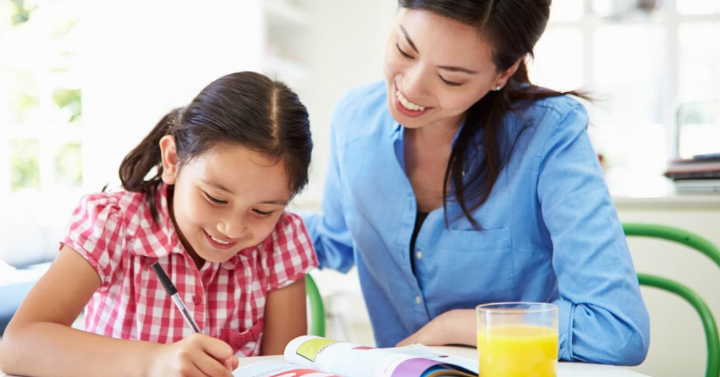 mother practicing math with her daughter