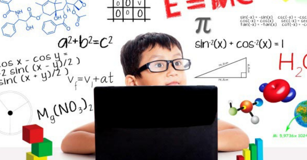 child thinking about math equations