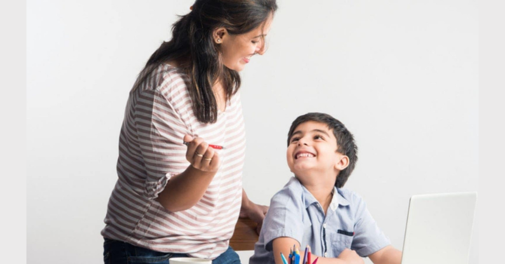 mother talking to her son