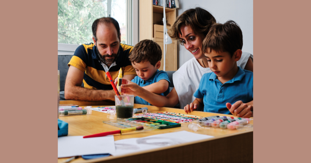 parents painting with kids