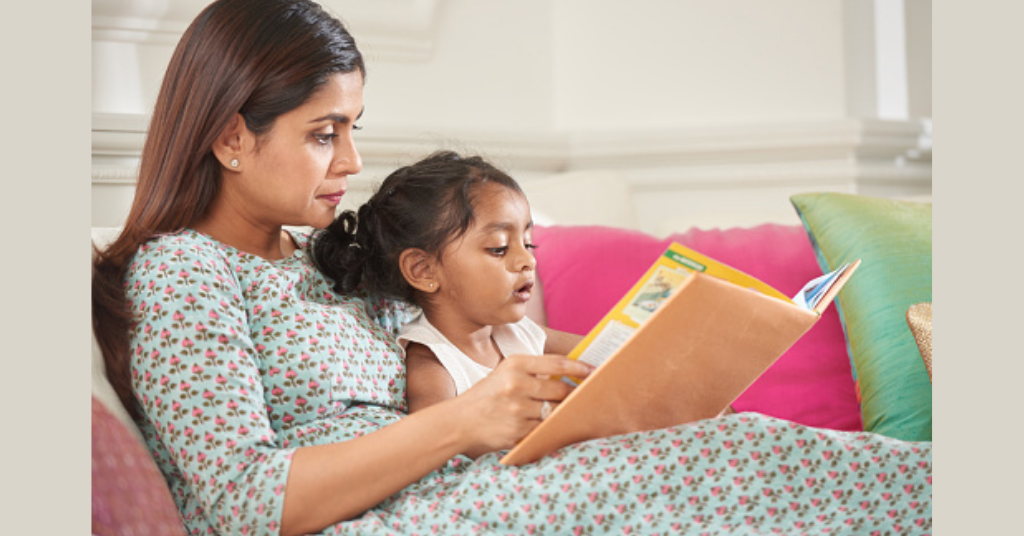 mother reading with her daughter