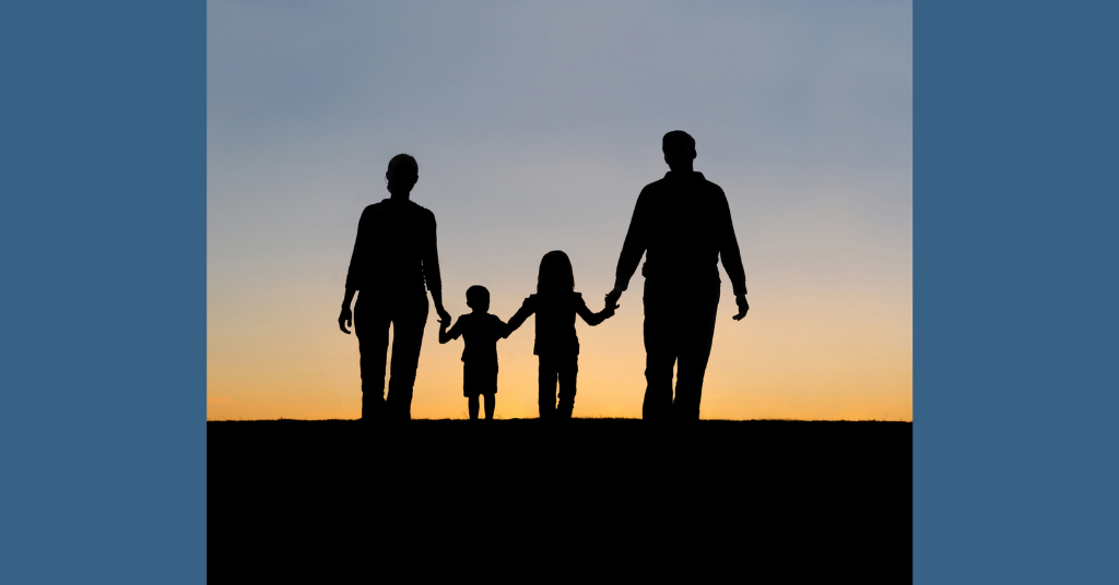 family going for a walk