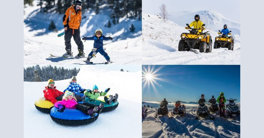 Family enjoying in snow sports