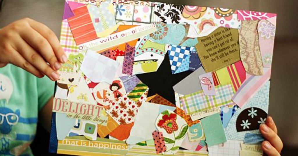 collage making activity for releasing stress