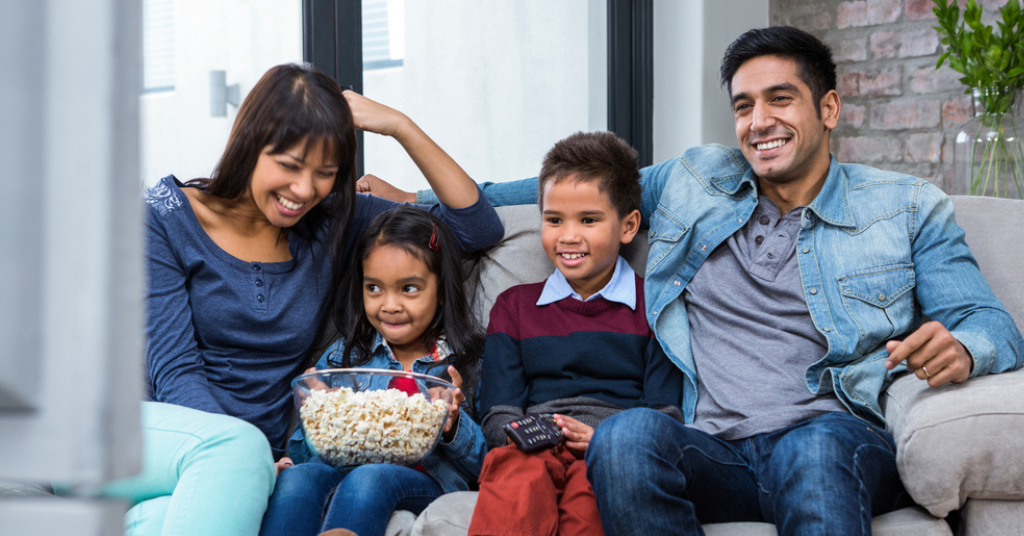 family watching movie together