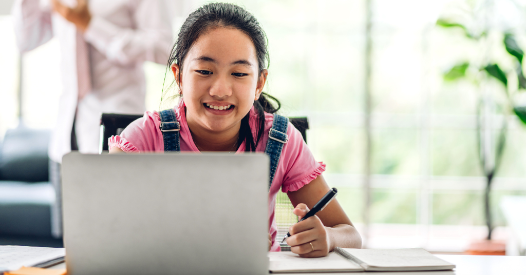 young girl giving a mock test