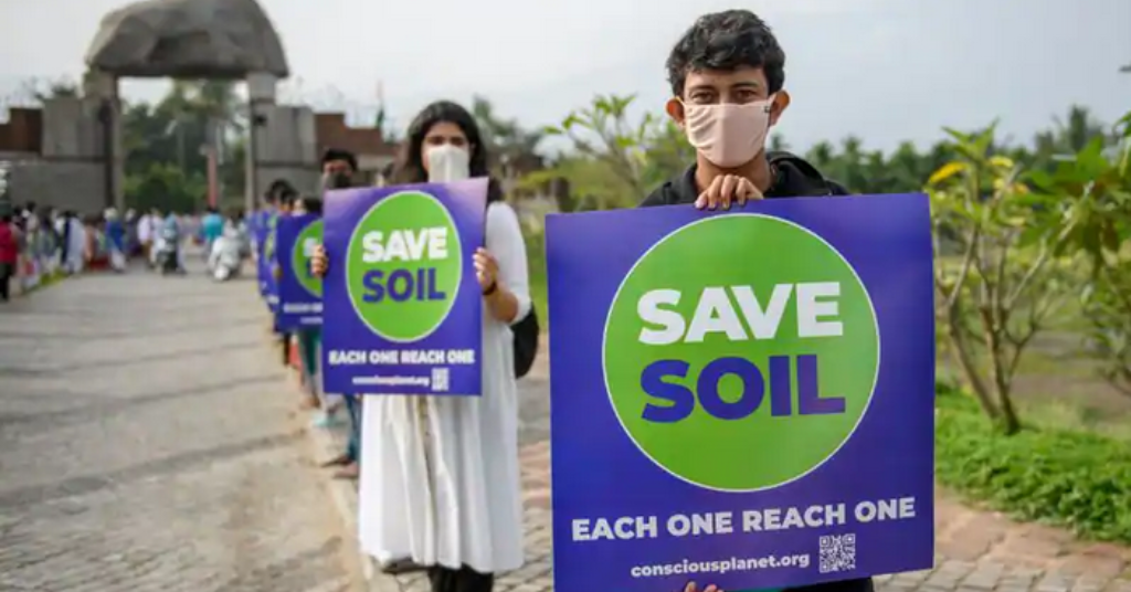 Supporters of the save soil campaign