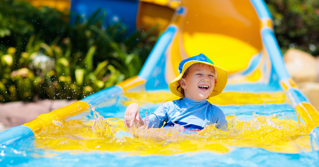 Kid enjoying on a water slide