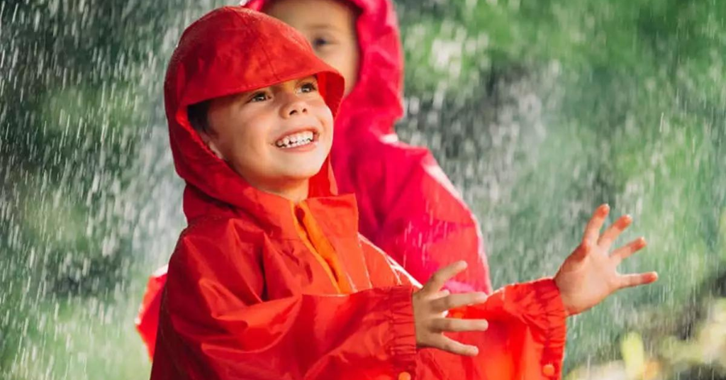 A child wearing a raincoat