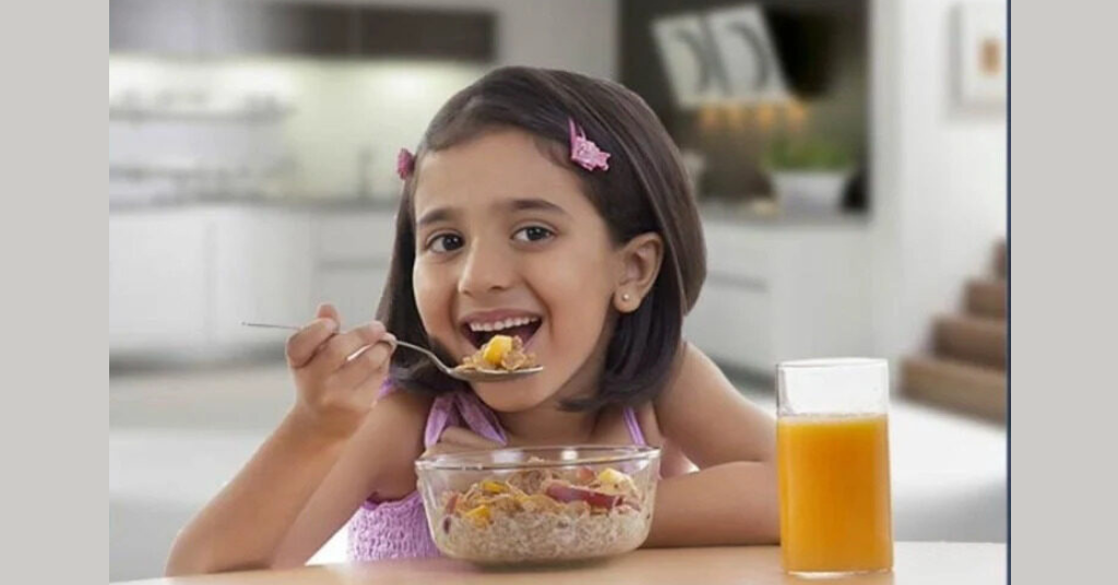 A girl eating food