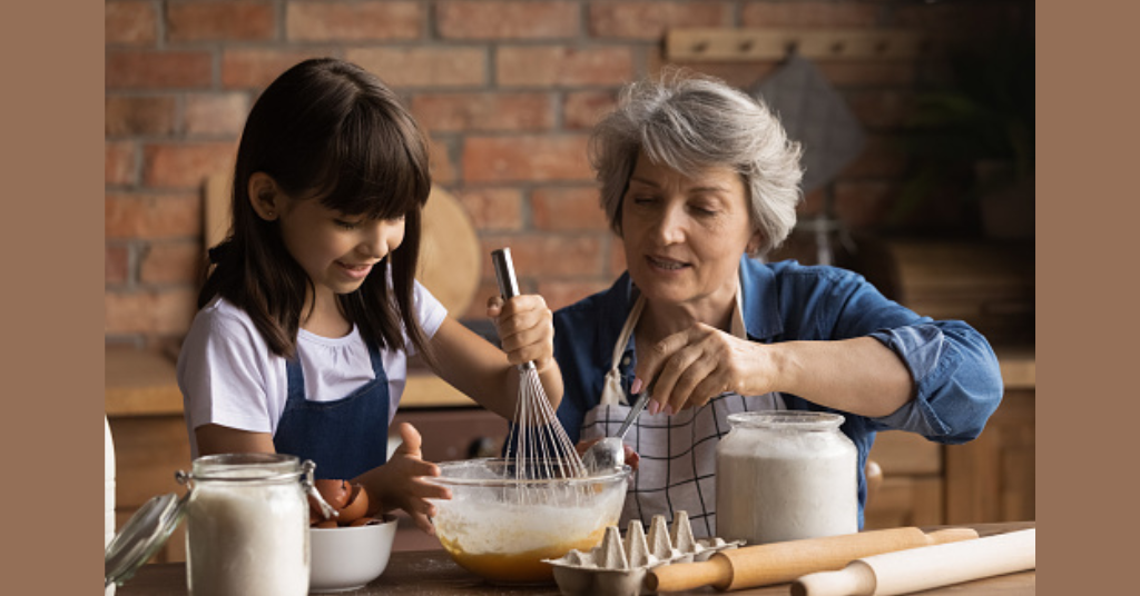 A child preparing a meal 