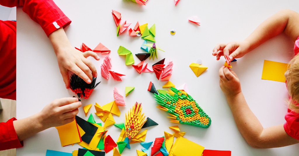 kids indulging in art & crafts activity