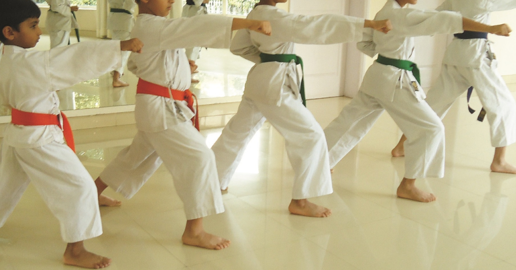 Kids learning martial arts